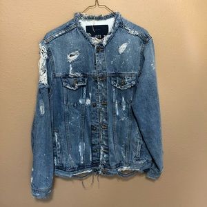 Distressed jean jacket